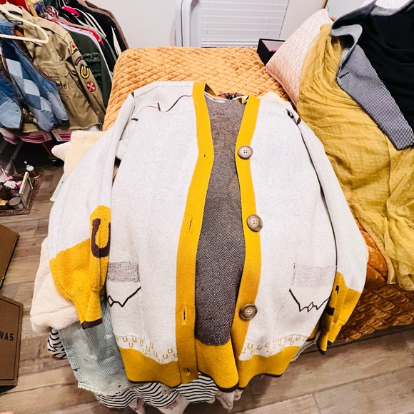 Cowboy Knit Cardigan - Cream and Brown - Picture 2 of 4